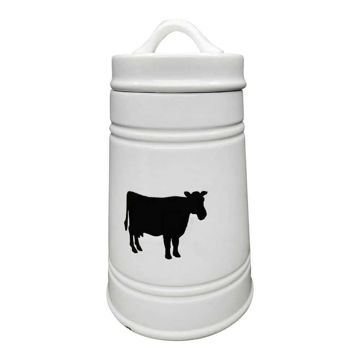 Picture of Cow 11" Canister - White