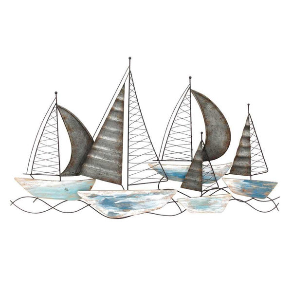 Picture of Blue and Green Metal Sailboats Wall Art
