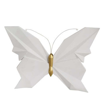 Picture of Resin 15" Origami Butterfly Wall Art - White