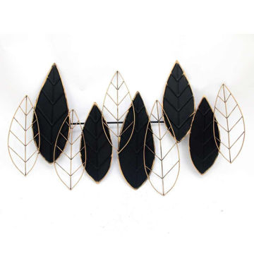 Picture of Metal 33" Leaf Wall Art - Black and Gold