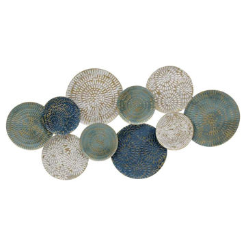 Picture of Metal 44" Circles Wall Art - Blue White Teal