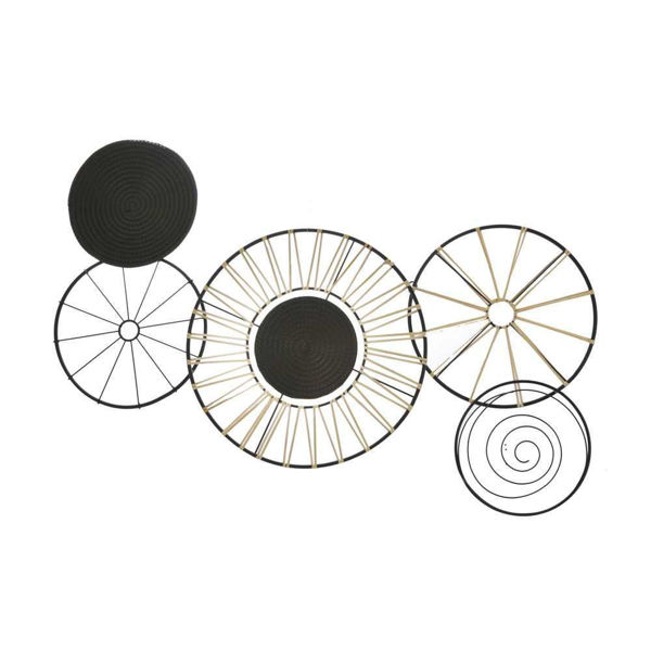 Picture of Metal 48" 5-Circles Wall Art - Black and Natural