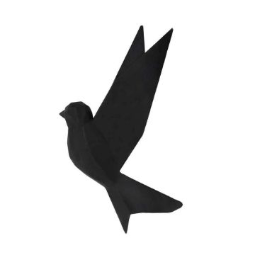 Picture of Resin 8" Origami Bird Wall Art - Black