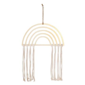 Picture of Metal Curvy Wall Accent with Tassels - Natural