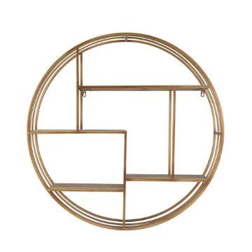 Picture of Round 31.5" Wood and Metal Wall Shelf - Bronze