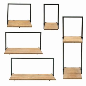 Picture of Wood and Metal Wall Shelves - Set of 5