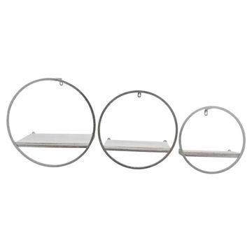 Picture of Wood and Metal Wall Shelves - Set of 3 - White and