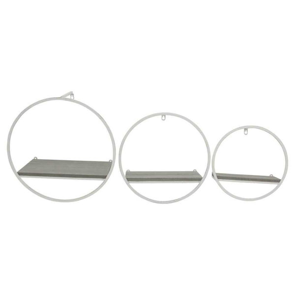 Picture of Wood and Metal Wall Shelves - Set of 3 - Gray and