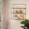 Picture of Metal and Wood 3-Tier Wall Shelf - Gold