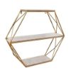 Picture of Metal and Wood 3-Tier Hexagon Wall Shelf - Gold