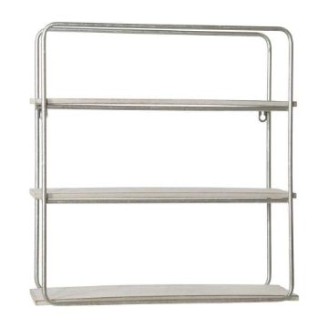 Picture of Metal and Wood 3-Tier Wall Shelf - White and Silve