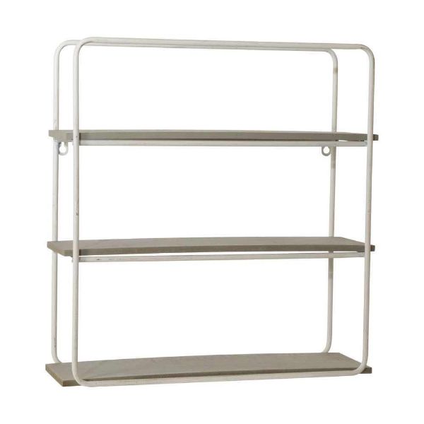 Picture of Metal and Wood 3-Tier Wall Shelf - Gray and White