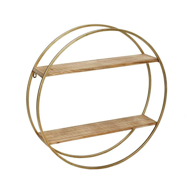 Picture of Metal and Wood 26" Wall Shelf - Gold