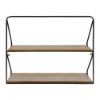 Picture of Metal and Wood 20" 2-Tier Wall Shelf - Black and Brown