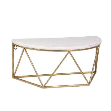 Picture of Wood and Metal 16" Demilune Wall Shelf - White