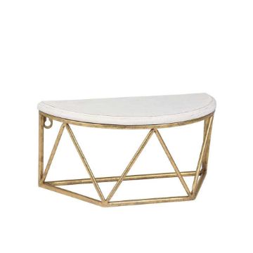 Picture of Wood and Metal 12" Demilune Wall Shelf - White
