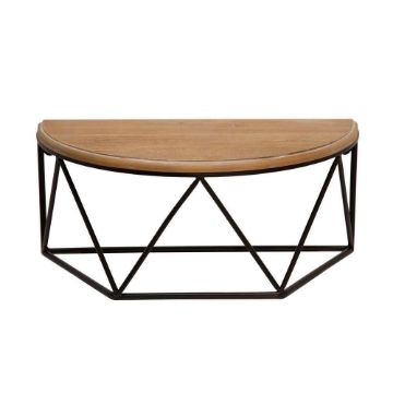 Picture of Wood and Metal 16" Demilune Wall Shelf - Brown