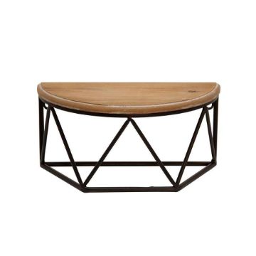 Picture of Wood and Metal 12" Demilune Wall Shelf - Brown