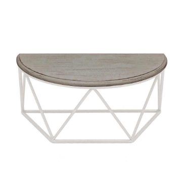 Picture of Wood and Metal 16" Demilune Wall Shelf - White and