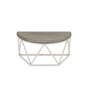 Picture of Wood and Metal 12" Demilune Wall Shelf - White and