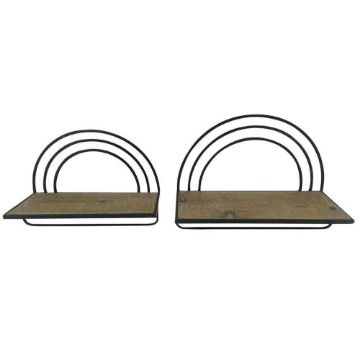 Picture of Wood and Metal Rainbow Style Shelves - Set of 2 -