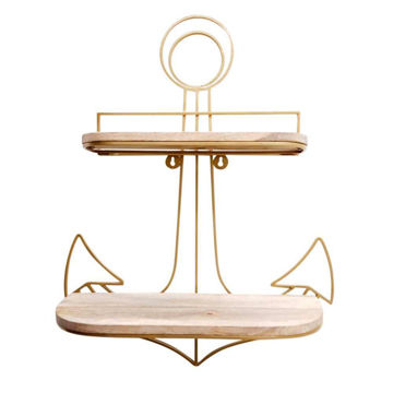 Picture of Metal 24" Anchor Wall Shelf - Brown and Gold