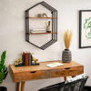 Picture of Metal and Wood 32" Hexagon Wall Shelf - Brown