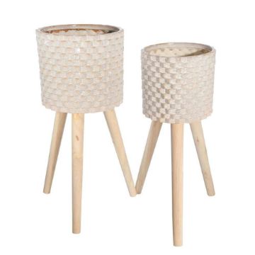 Picture of Ceramic 8" and 10" Textured Planter with 3 Legs -