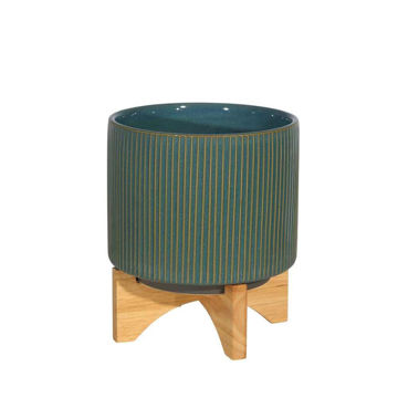 Picture of Ceramic 8" Planter on Stand - Reactive Green
