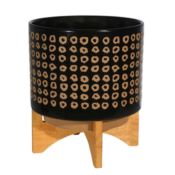 Picture of Ceramic 11" Planter on Stand - Brown