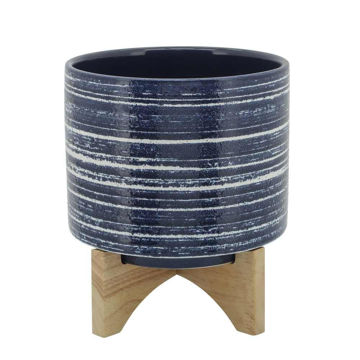 Picture of Ceramic 8" Planter on Stand - Blue