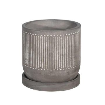 Picture of Line Pattern 6" Planter with Saucer - Gray