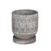 Picture of Tribal Pattern 5" Planter with Saucer - Gray