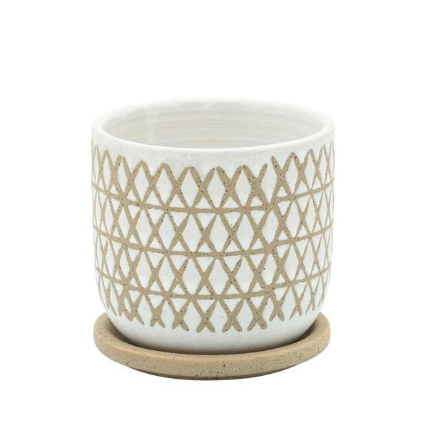 Picture of Ceramic 5" Planter with Saucer - Sand