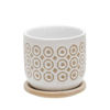Picture of Ceramic 5" Swirly Planter with Saucer - Beige