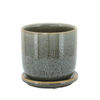 Picture of Ceramic 5" Planter with Saucer - Green