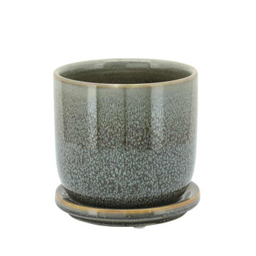 Picture of Ceramic 5" Planter with Saucer - Green