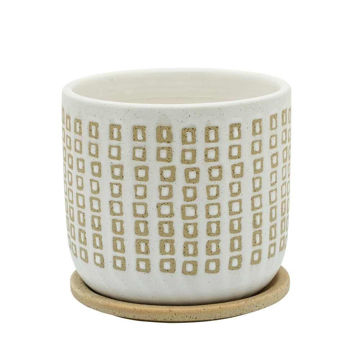 Picture of Ceramic 6" Planter with Saucer - Sand