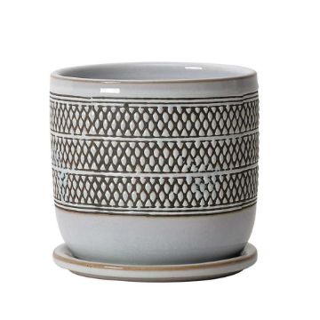 Picture of Ceramic 6" Diamond Planter with Saucer - Brown