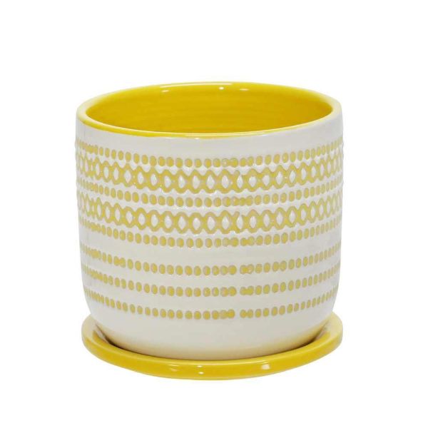 Picture of Ceramic 6" Planter with Saucer - Yellow