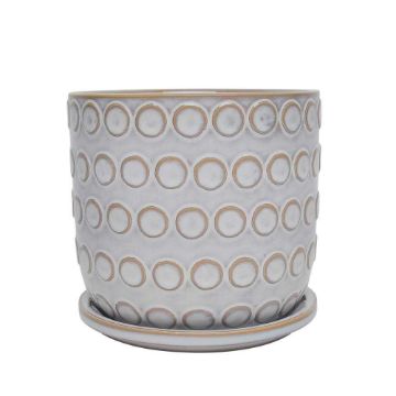 Picture of Ceramic 6" Bubbles Planter with Saucer - Beige