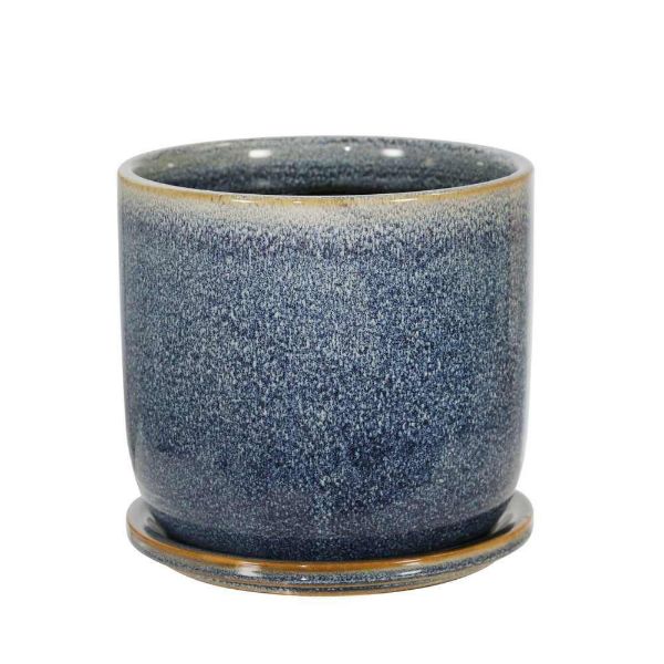 Picture of Ceramic 6" Planter with Saucer - Aqua