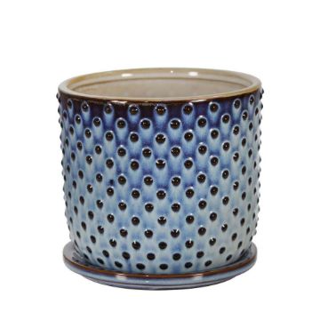 Picture of Ceramic 6" Dotted Planter with Saucer - Blue