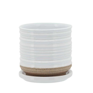 Picture of Ceramic 5" Planter with Saucer - White
