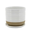 Picture of Ceramic 6" Textured Planter with Saucer - White