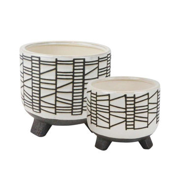 Picture of Ceramic 6" and 8" Geo Footed Planter - Set of 2 -