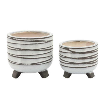 Picture of Ceramic 6" and 8" Footed Planter - Set of 2 - Whit