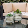 Picture of Ceramic 6" and 8" Footed Planter - Set of 2 - Whit