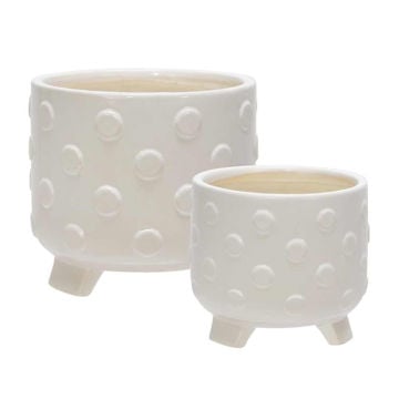 Picture of Ceramic 6" and 8" Footed Planter with Spots - Set