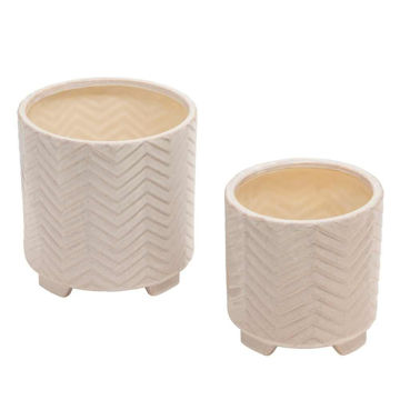 Picture of Ceramic 8" and 10" Chevron Footed Planter - Set of